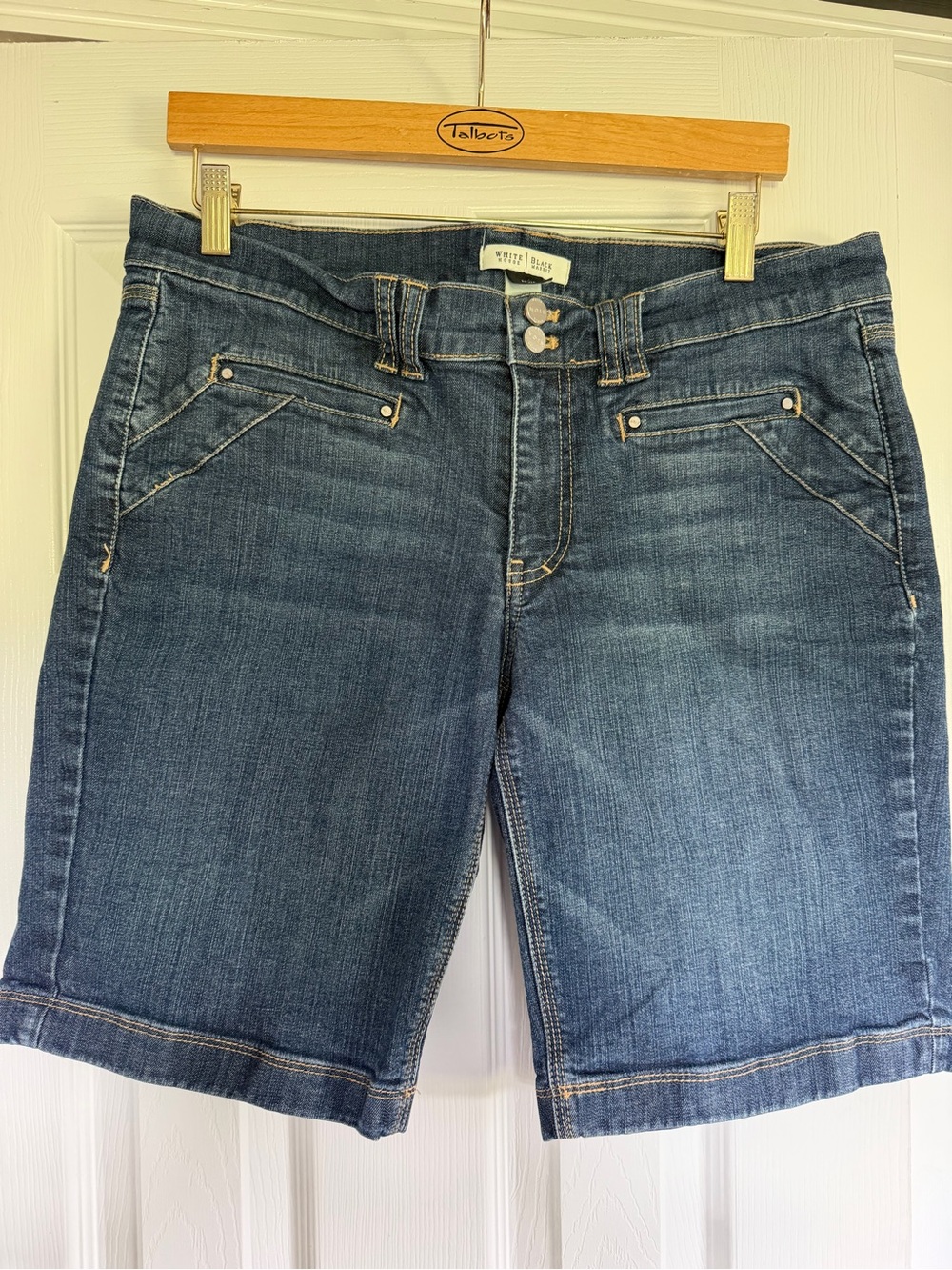 White House Black Market Women's Mid-Dark Blue Denim Bermuda Shorts Size 12